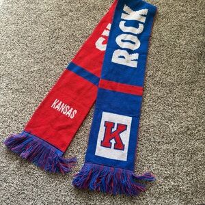 KU Jayhawks Knit Scarf Rock Chalk red blue university of Kansas